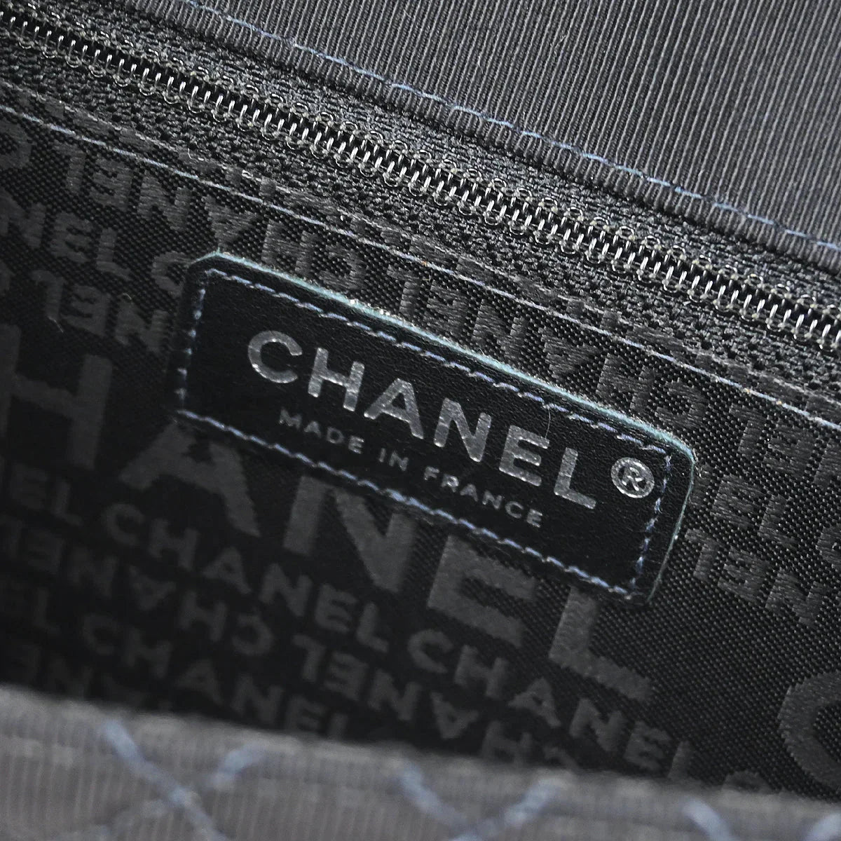 Chanel 2004-2005 Black Canvas Emblem Shoulder Bag