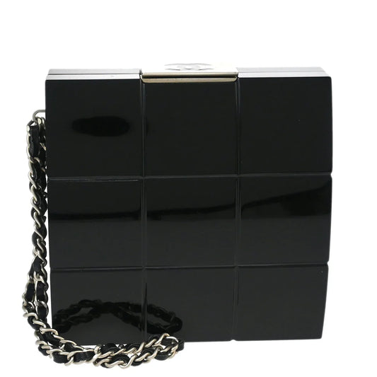 Chanel 2001-2003 Black Plexiglass Choco Bar Minaudiere Clutch Bag