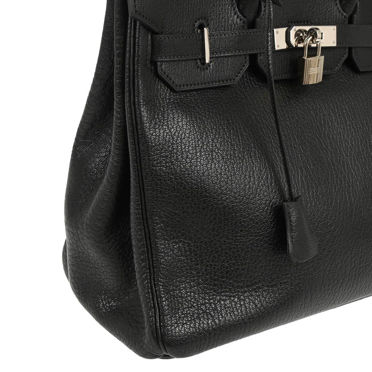 Hermes 2003 Black Chevre Haut a Courroies 32 Handbag