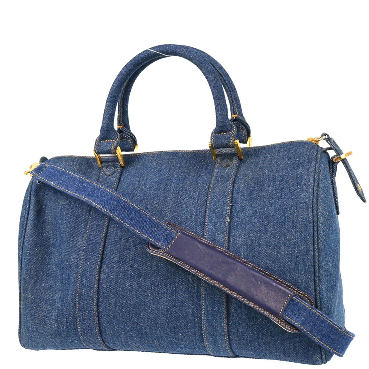 Chanel 1996-1997 Blue Denim 2way Duffle Handbag