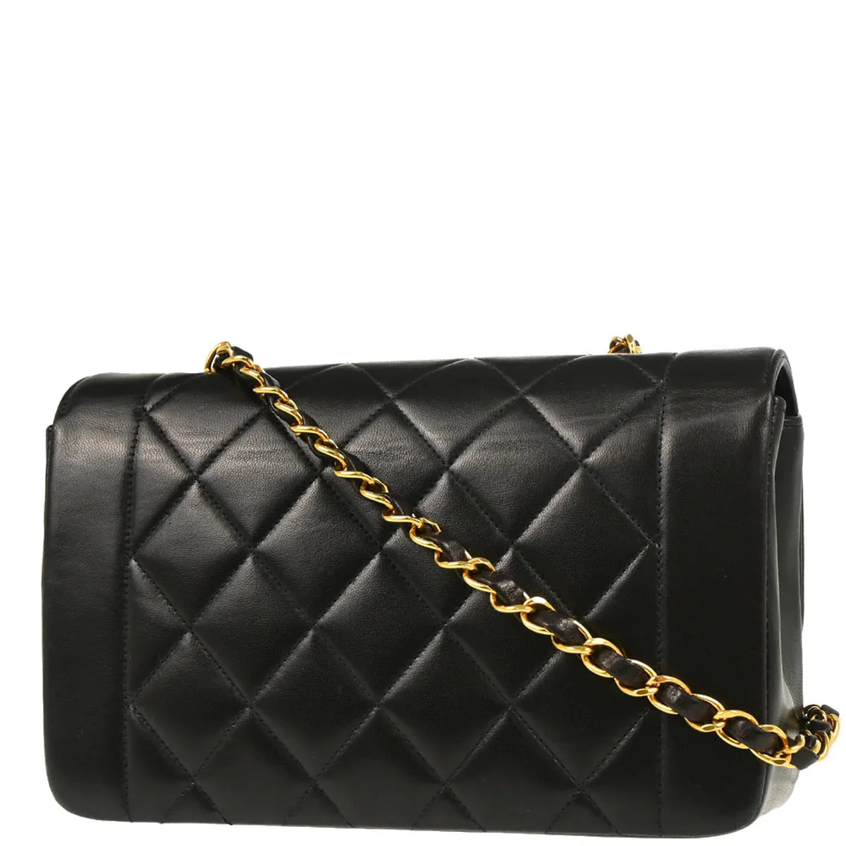 Chanel 1994-1996 Black Lambskin Small Diana Shoulder Bag