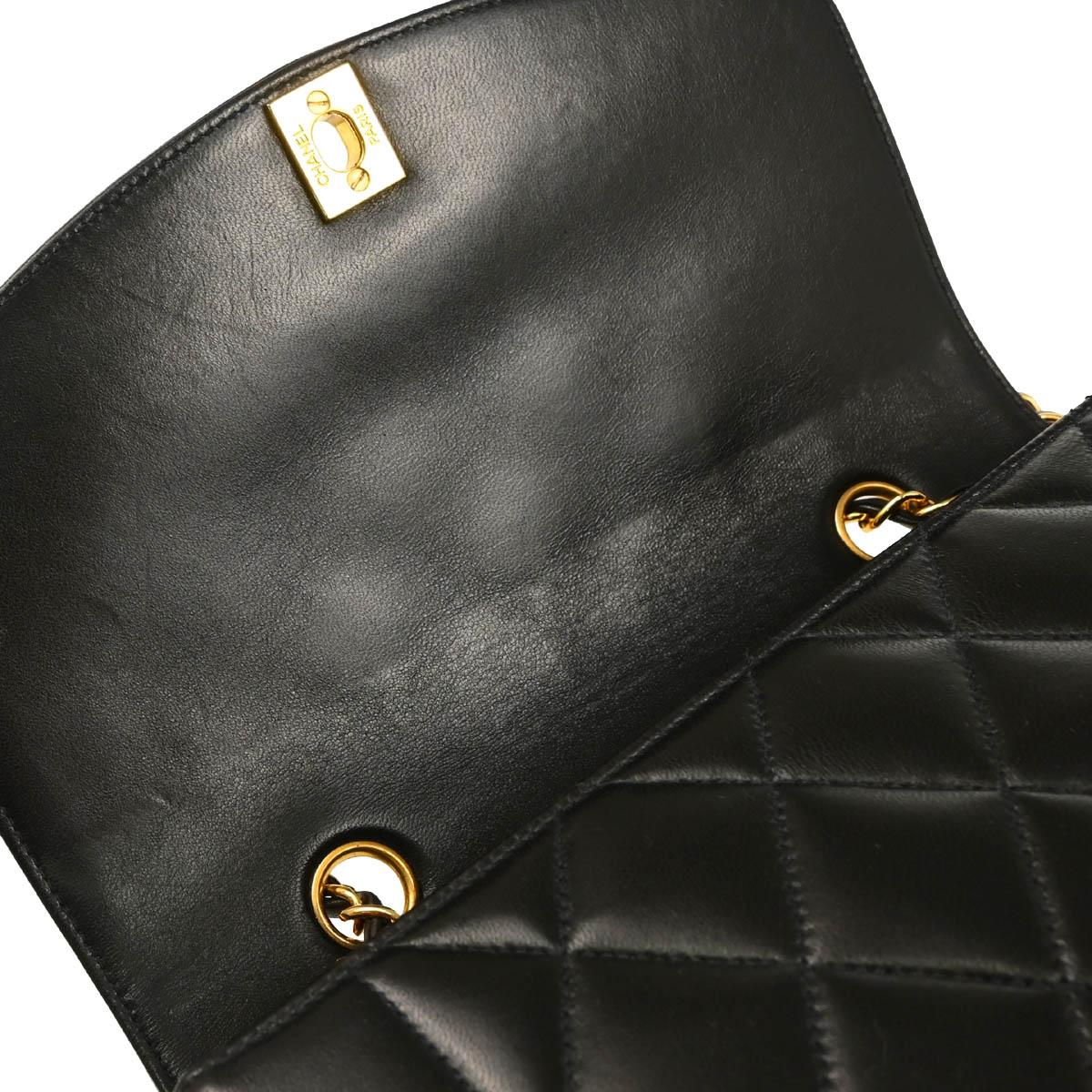Chanel 1994-1996 Black Lambskin Small Diana Shoulder Bag