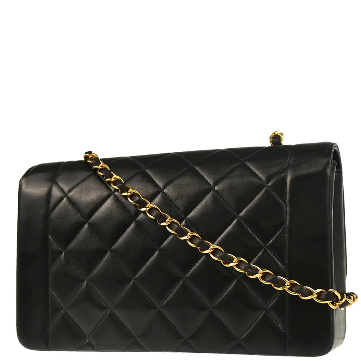 Chanel Black 1991-1994 Lambskin Medium Diana Shoulder Bag