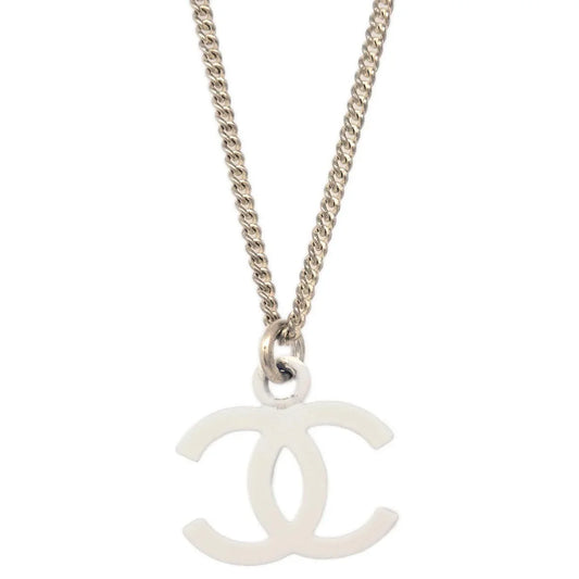 Chanel CC Chain Necklace Pendant Silver 04C