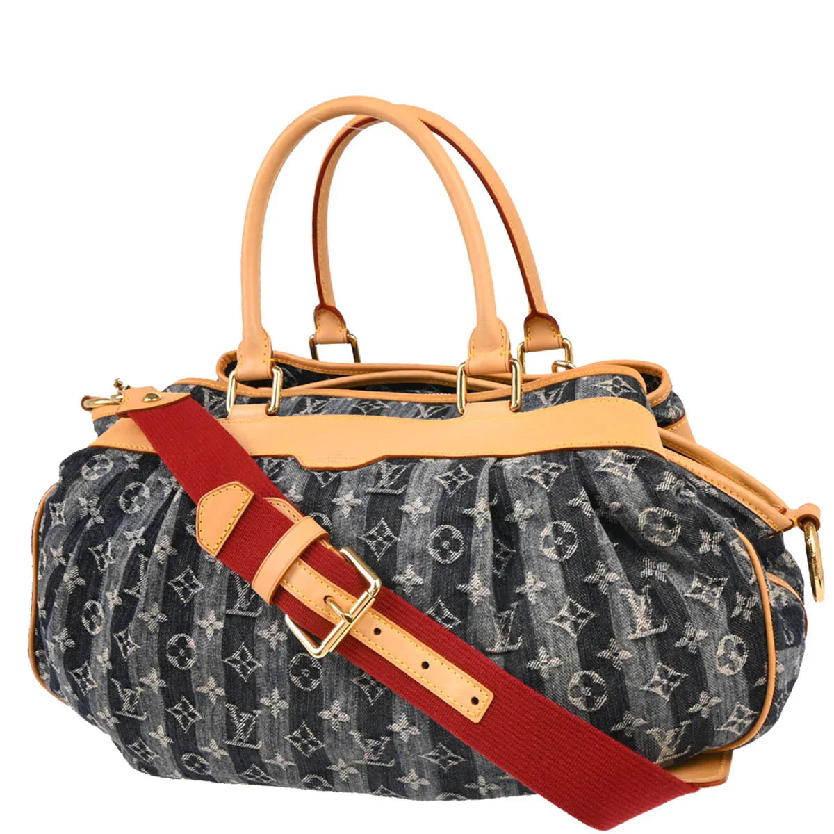 Louis Vuitton 2006 Blue Monogram Denim Cabas Raye GM 2way Tote M95336