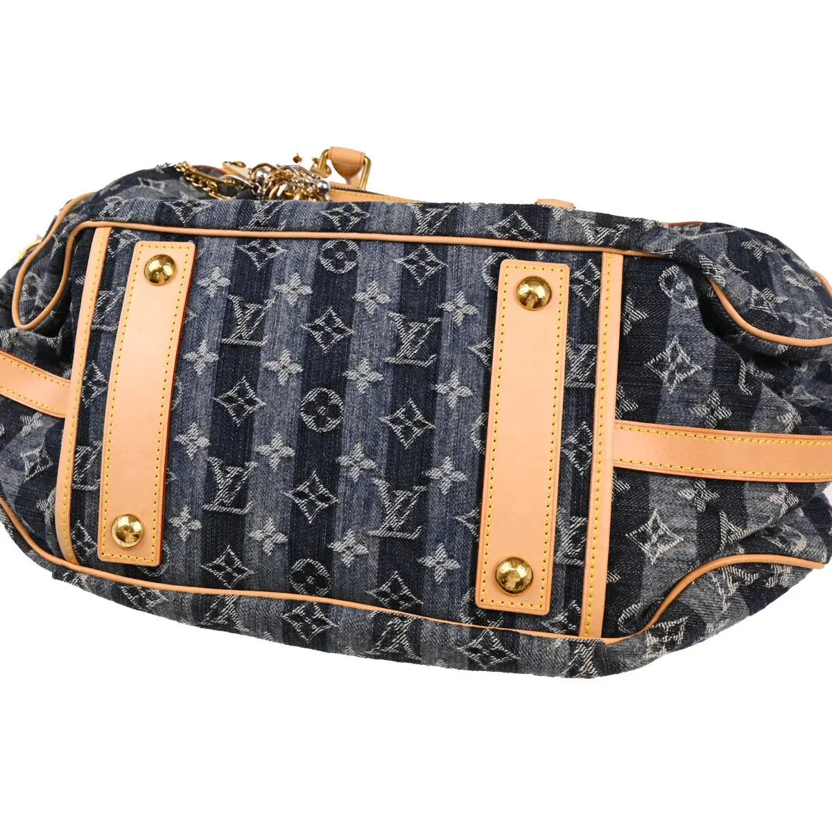 Louis Vuitton 2006 Blue Monogram Denim Cabas Raye GM 2way Tote M95336