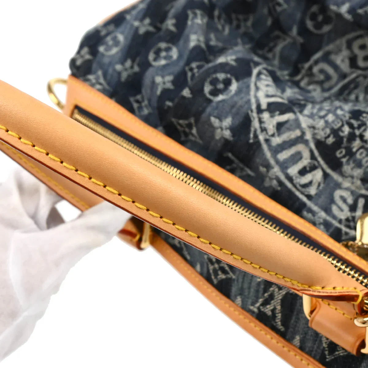 Louis Vuitton 2006 Blue Monogram Denim Cabas Raye GM 2way Tote M95336