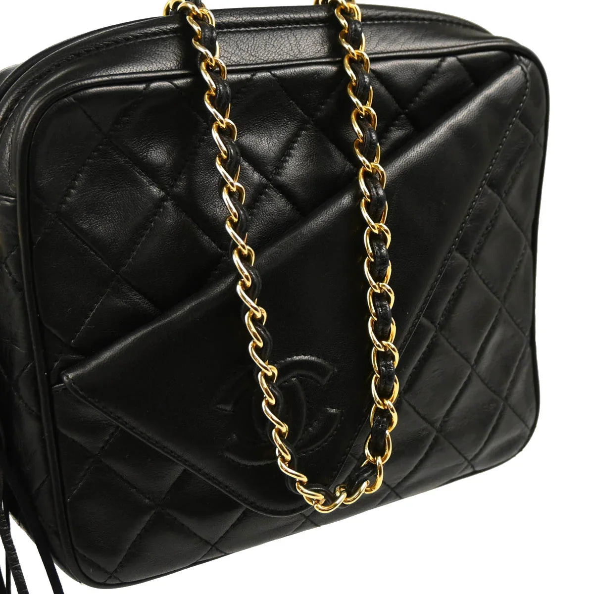 Chanel 1989-1991 Black Lambskin Camera Bag Mini