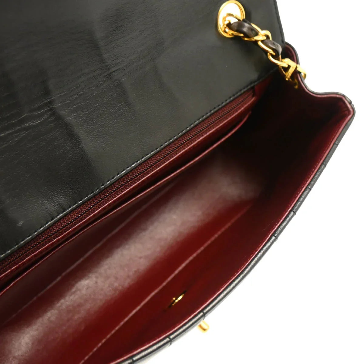 Chanel 1991-1994 Black Lambskin Vertical Stitch Single Flap Shoulder Bag