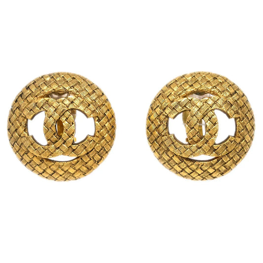 Chanel Button Earrings Clip-On Gold 2889/29