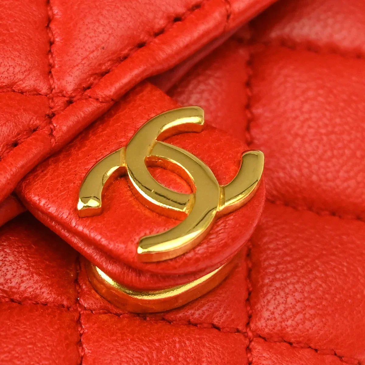 Chanel Red Lambskin Classic Flap Micro Bag