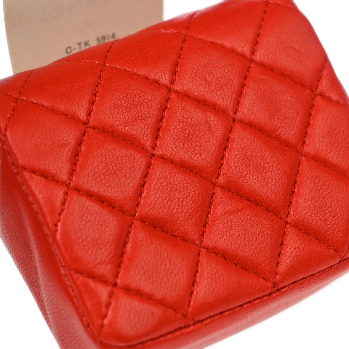 Chanel Red Lambskin Classic Flap Micro Bag