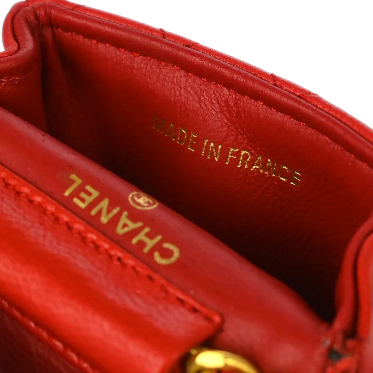 Chanel Red Lambskin Classic Flap Micro Bag