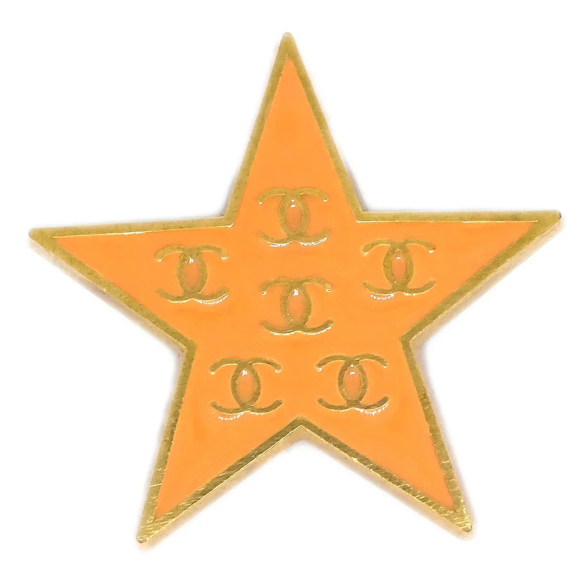 Chanel Star Brooch Pin Orange 01P