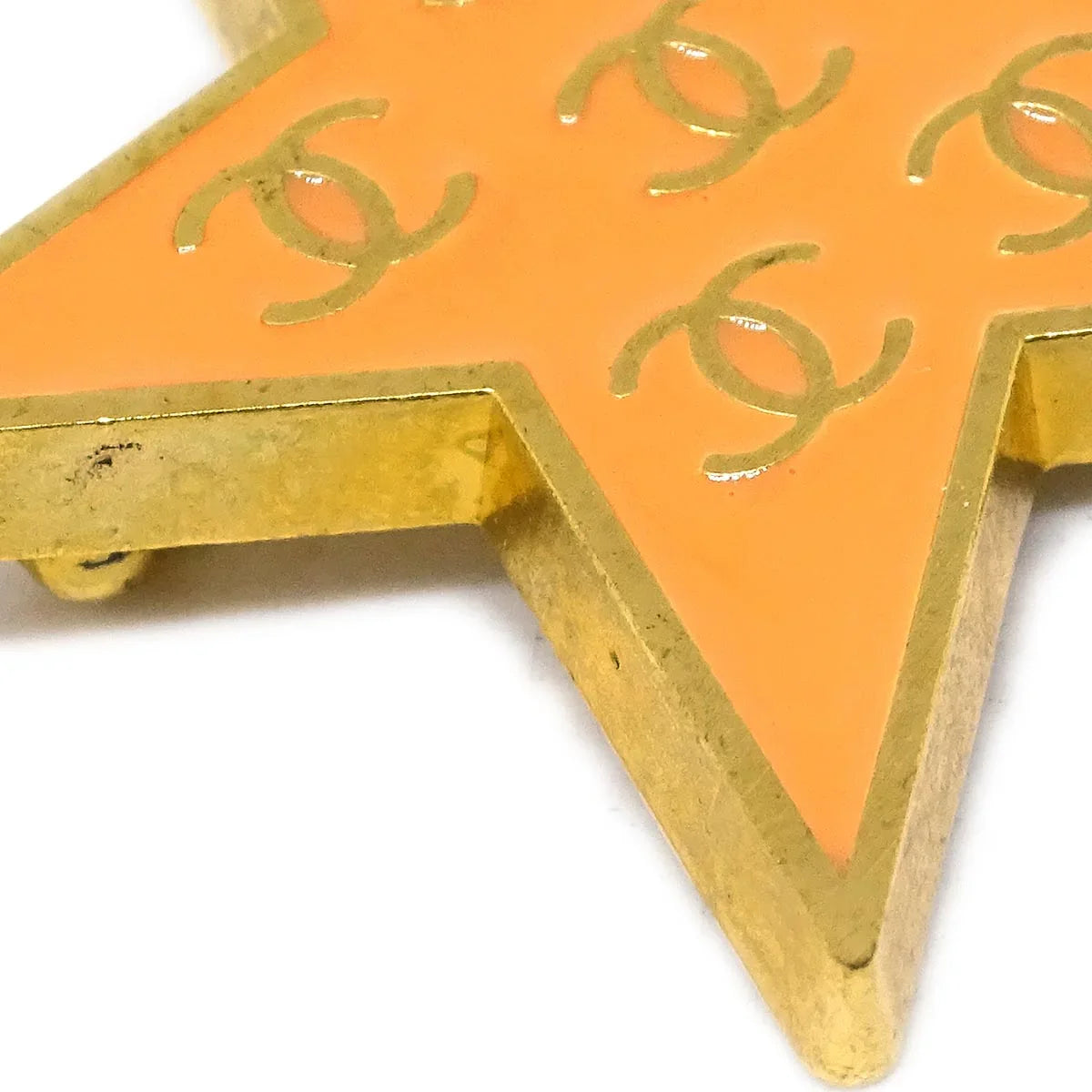 Chanel Star Brooch Pin Orange 01P