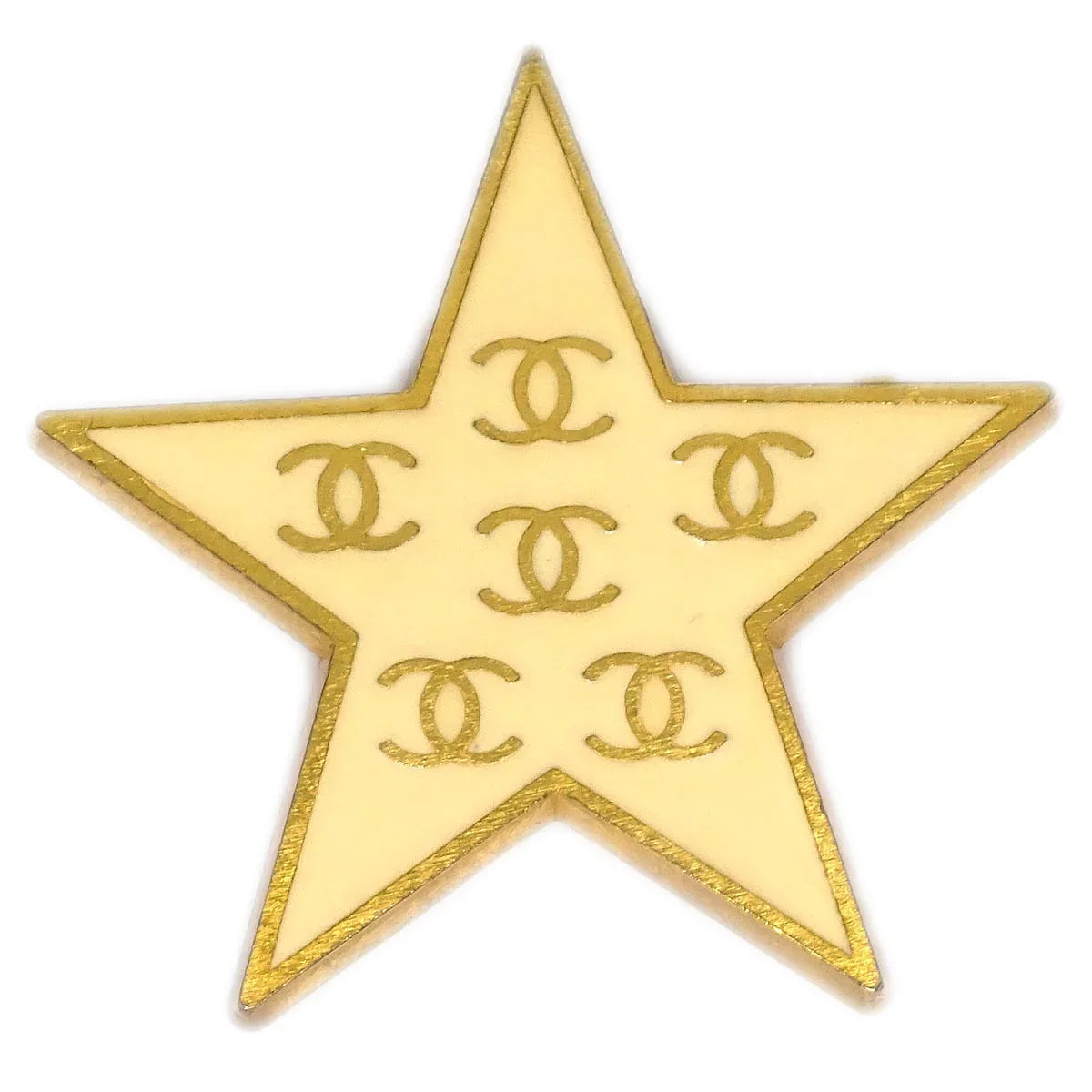 Chanel Star Brooch Pin White 01P
