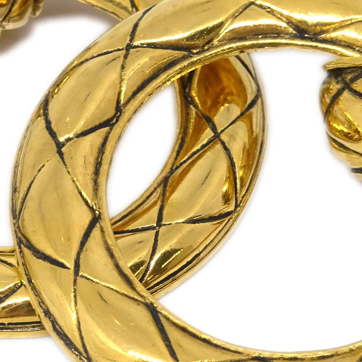 Chanel Dangle Hoop Earrings Clip-On Gold 2373