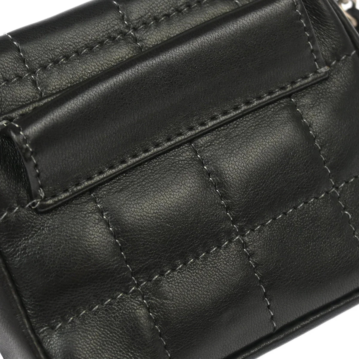 Chanel 2000-2001 Black Lambskin Choco Bar Micro Classic Flap Shoulder Bag Pochette