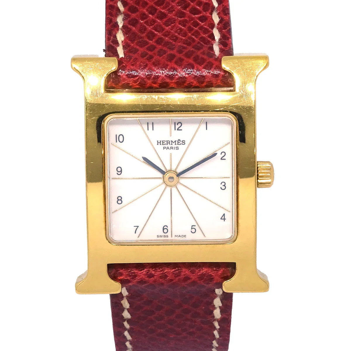 Hermes H Watch HH1.201 Quartz Watch Gold Red