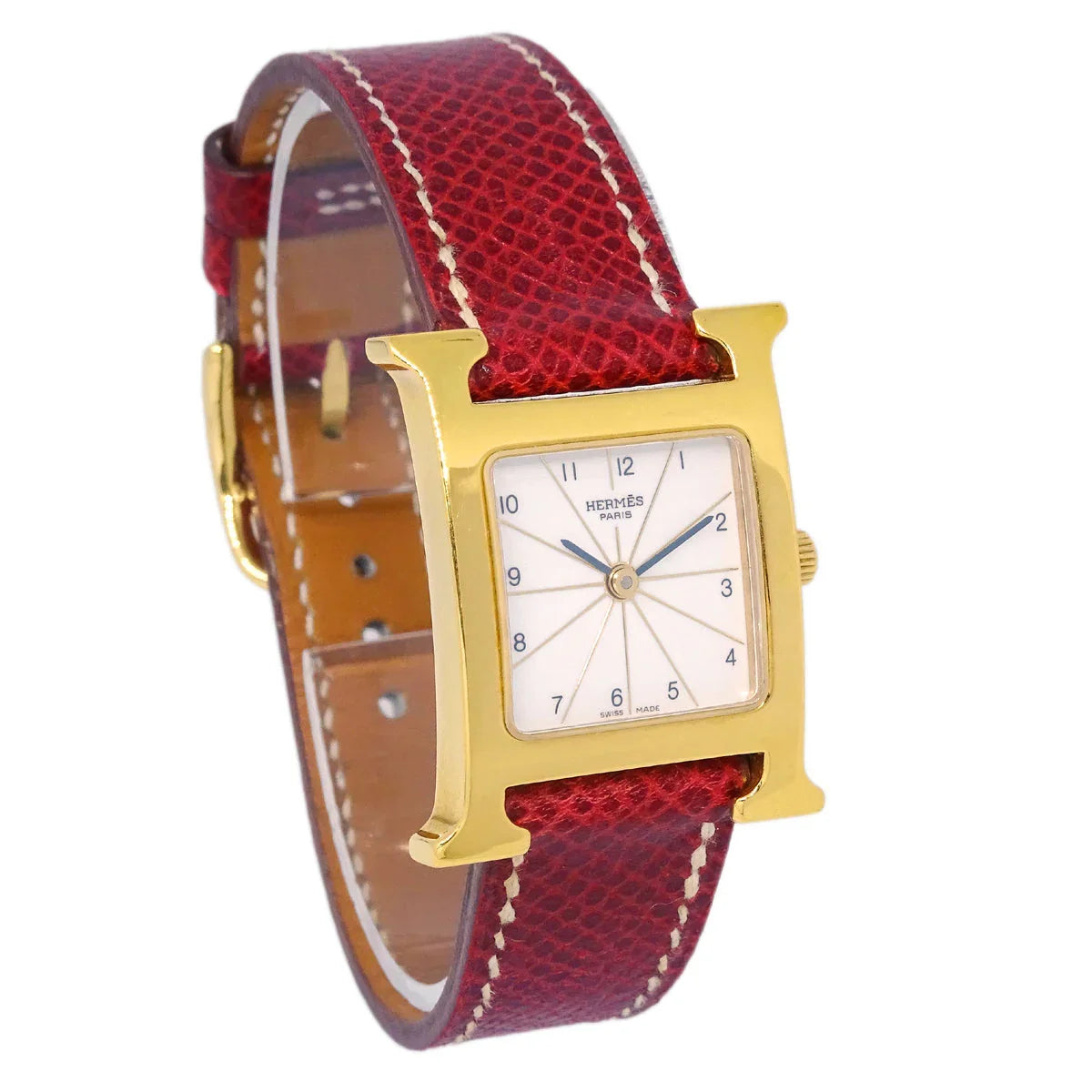 Hermes H Watch HH1.201 Quartz Watch Gold Red