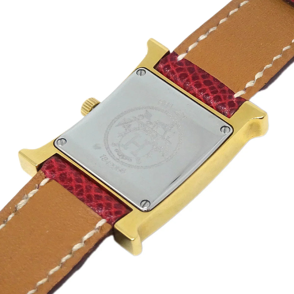 Hermes H Watch HH1.201 Quartz Watch Gold Red