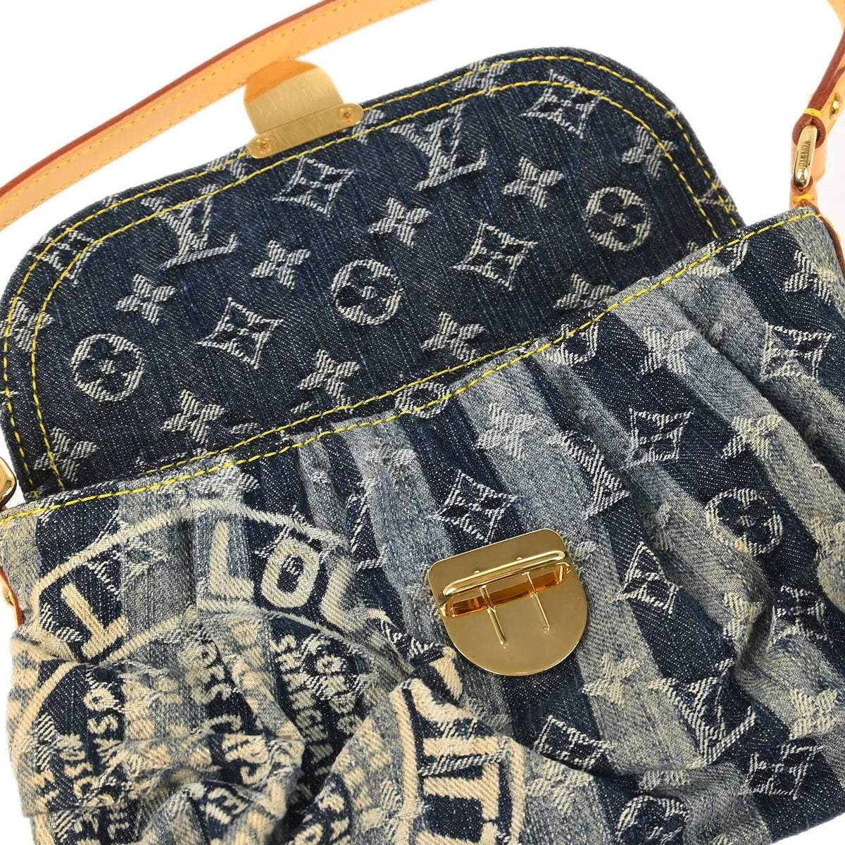 Louis Vuitton 2006 Blue Monogram Denim Mini Pleaty Raye Handbag M95333