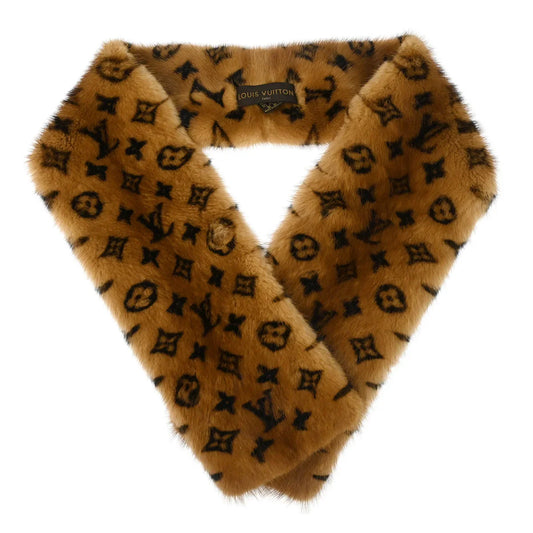 Louis Vuitton * Brown Monogram Escharp Fur Stole Shawl M72245