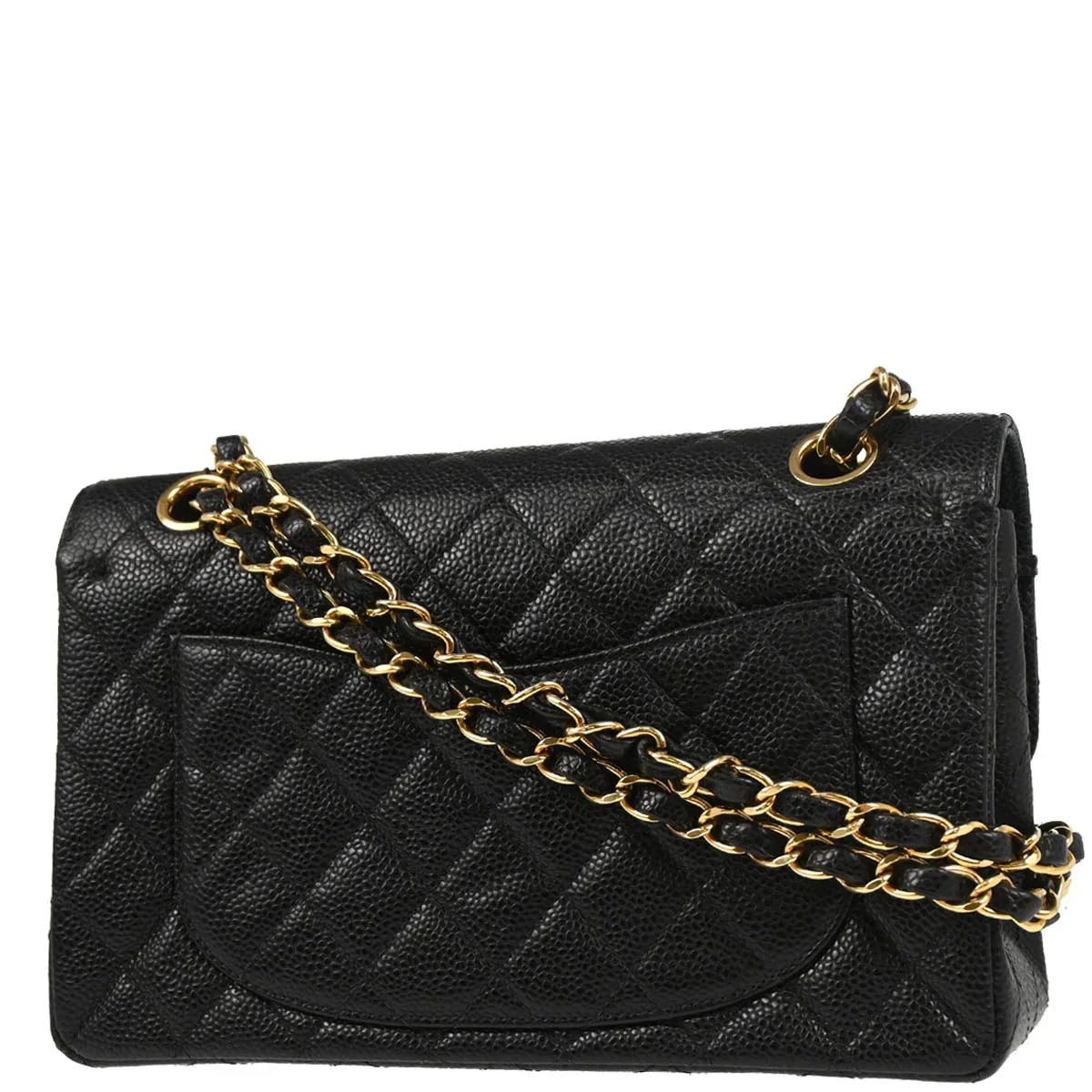 Chanel 2002-2003 Black Caviar Small Classic Double Flap Shoulder Bag