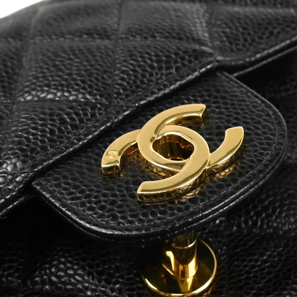 Chanel 2002-2003 Black Caviar Small Classic Double Flap Shoulder Bag