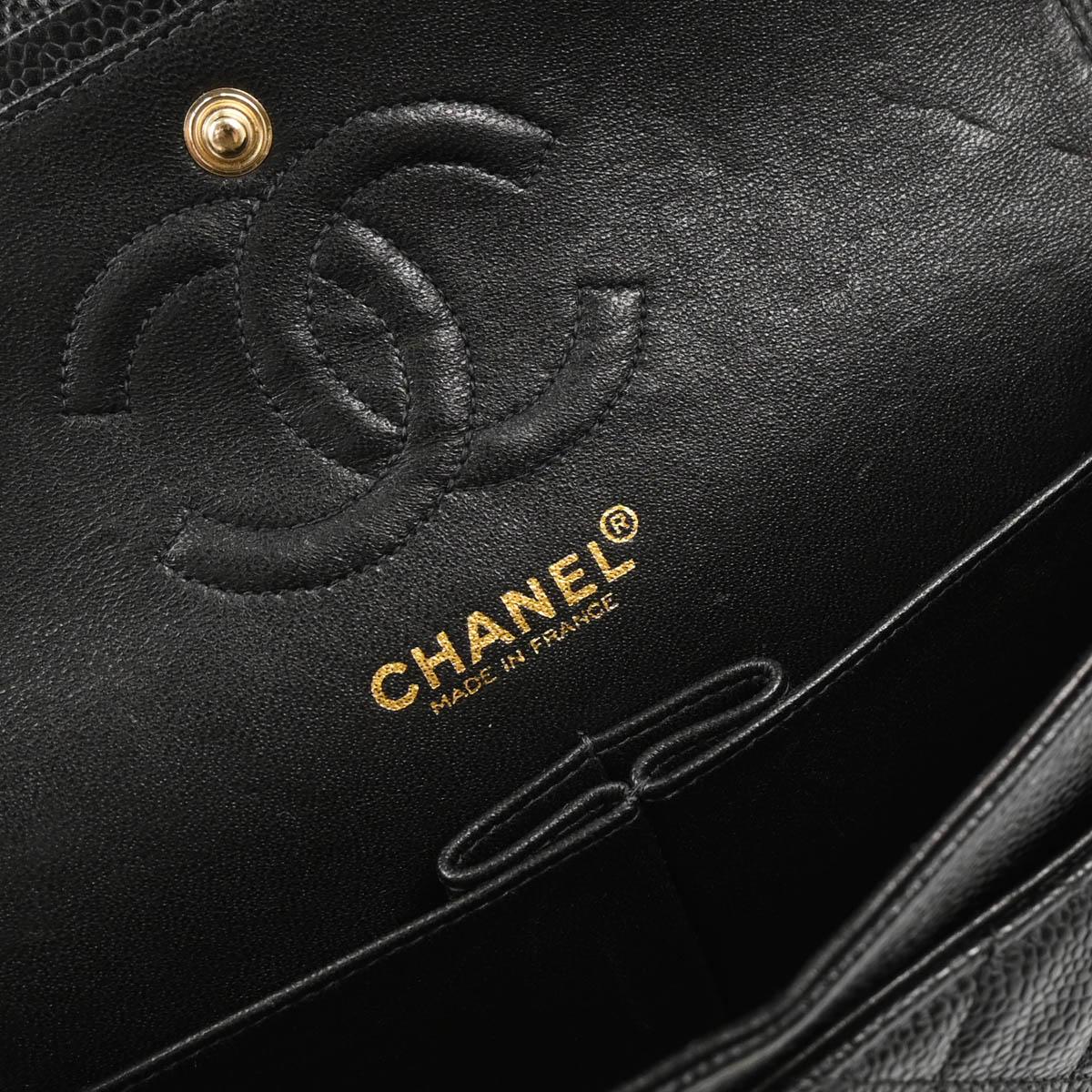 Chanel 2002-2003 Black Caviar Small Classic Double Flap Shoulder Bag