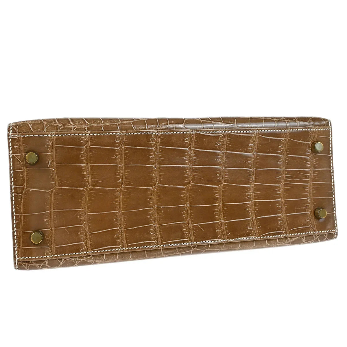 Hermes * 1991 Ficelle Niloticus Crocodile Kelly 28 Sellier 2way Shoulder Handbag