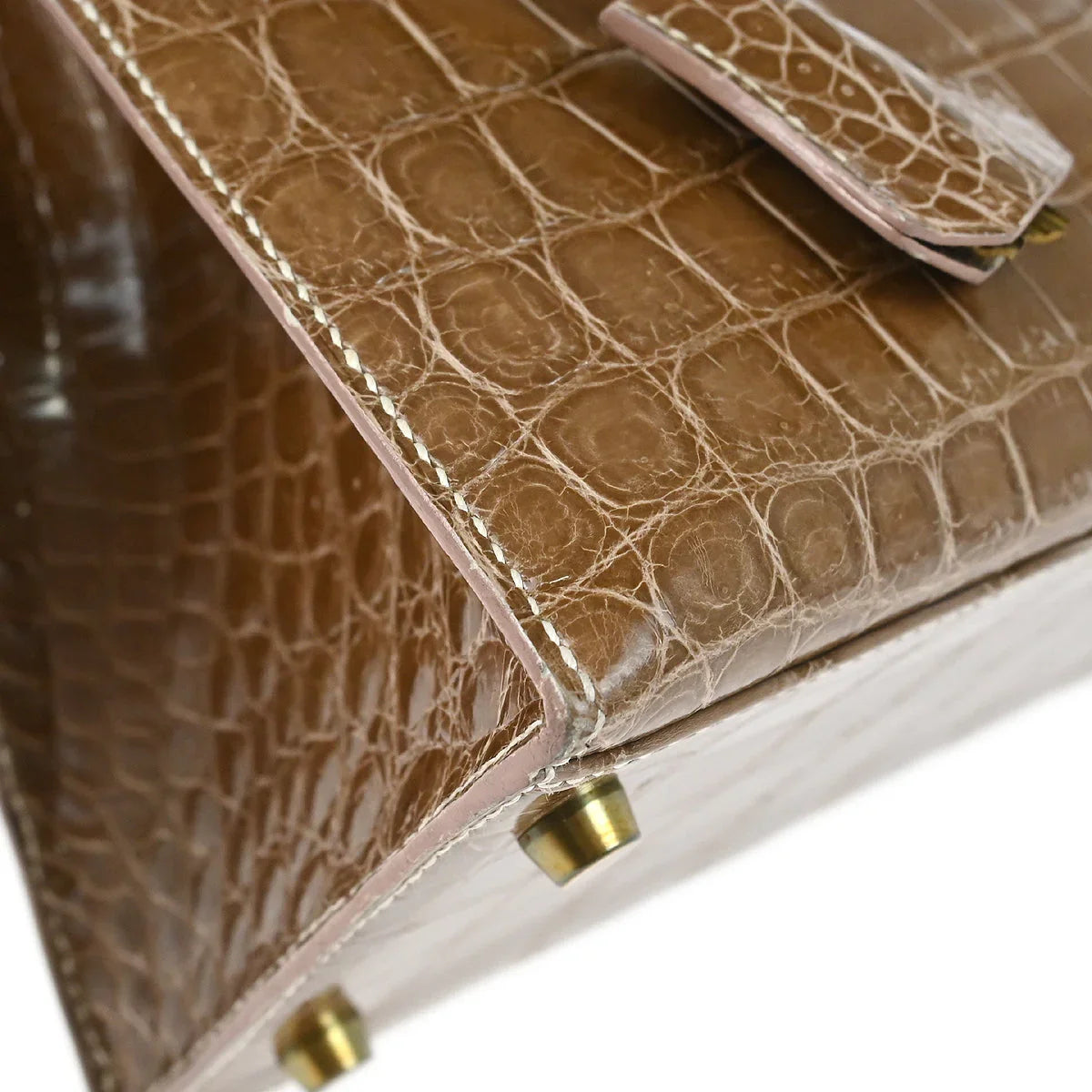 Hermes * 1991 Ficelle Niloticus Crocodile Kelly 28 Sellier 2way Shoulder Handbag
