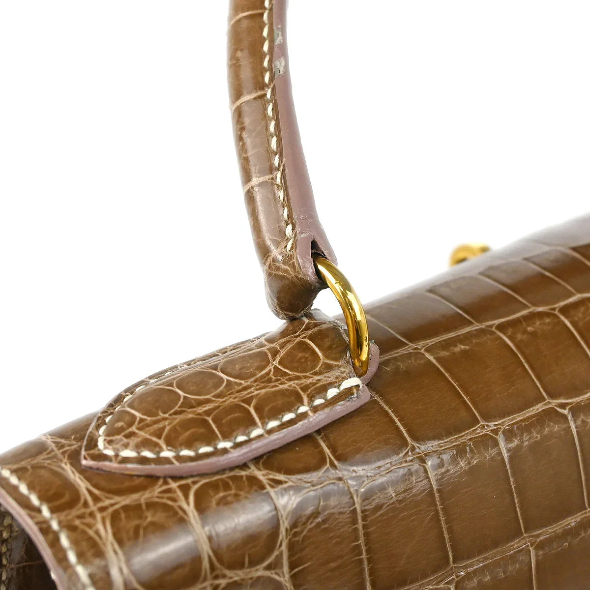 Hermes * 1991 Ficelle Niloticus Crocodile Kelly 28 Sellier 2way Shoulder Handbag