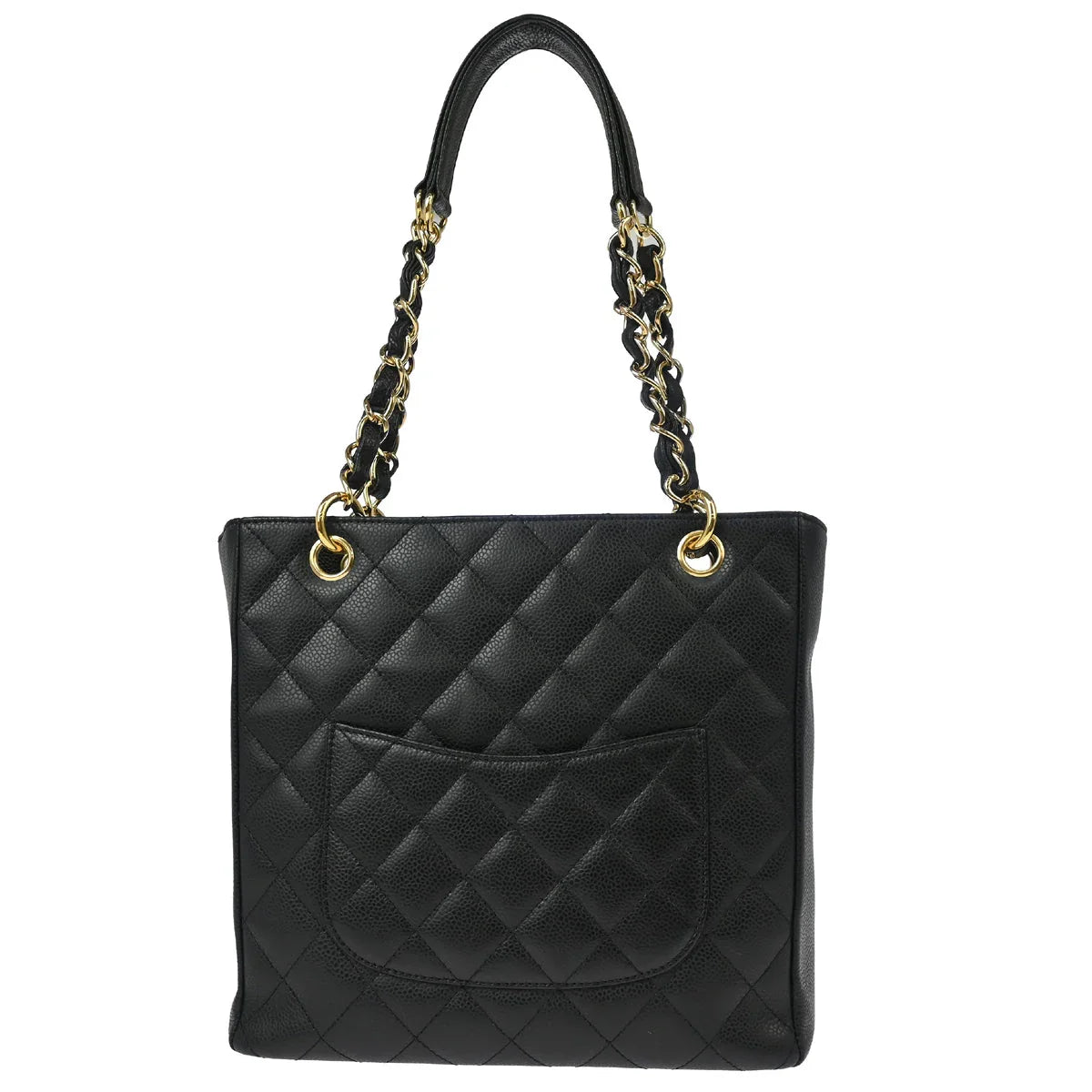 Chanel 2006-2008 Black Caviar Petite Shopping Tote PST Chain Handbag