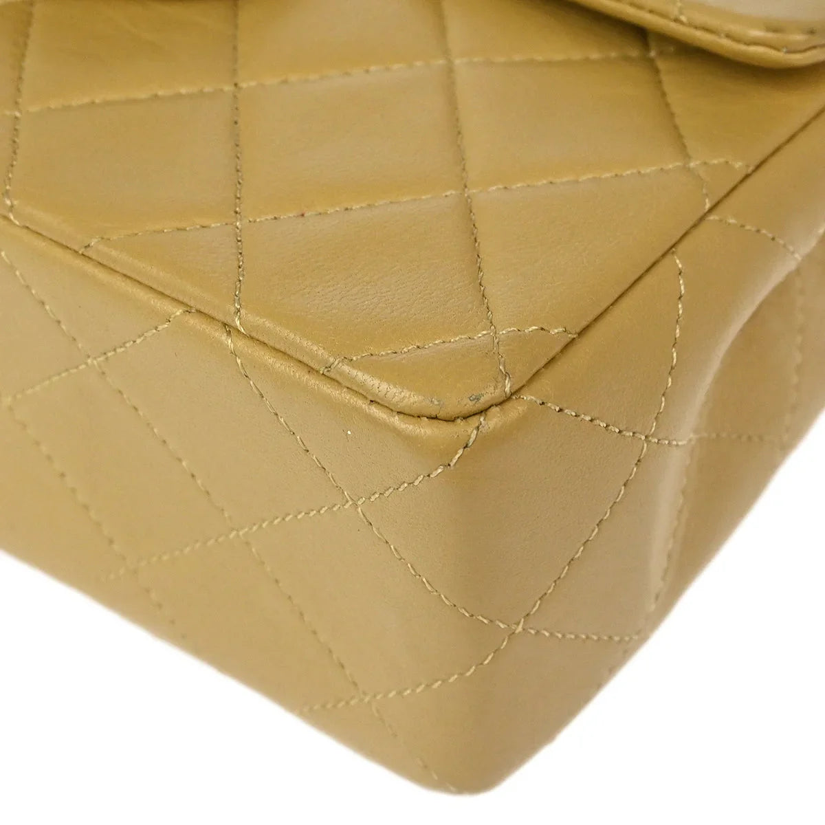 Chanel 1989-1991 Beige Lambskin Mini Classic Square Flap Shoulder Bag 17