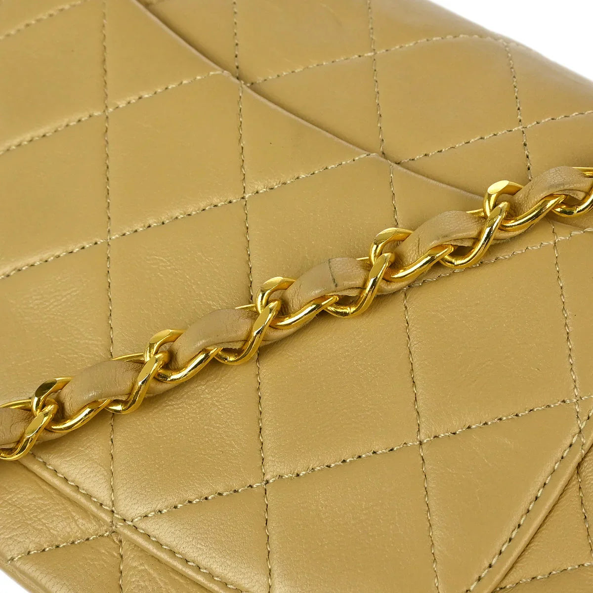 Chanel 1989-1991 Beige Lambskin Mini Classic Square Flap Shoulder Bag 17