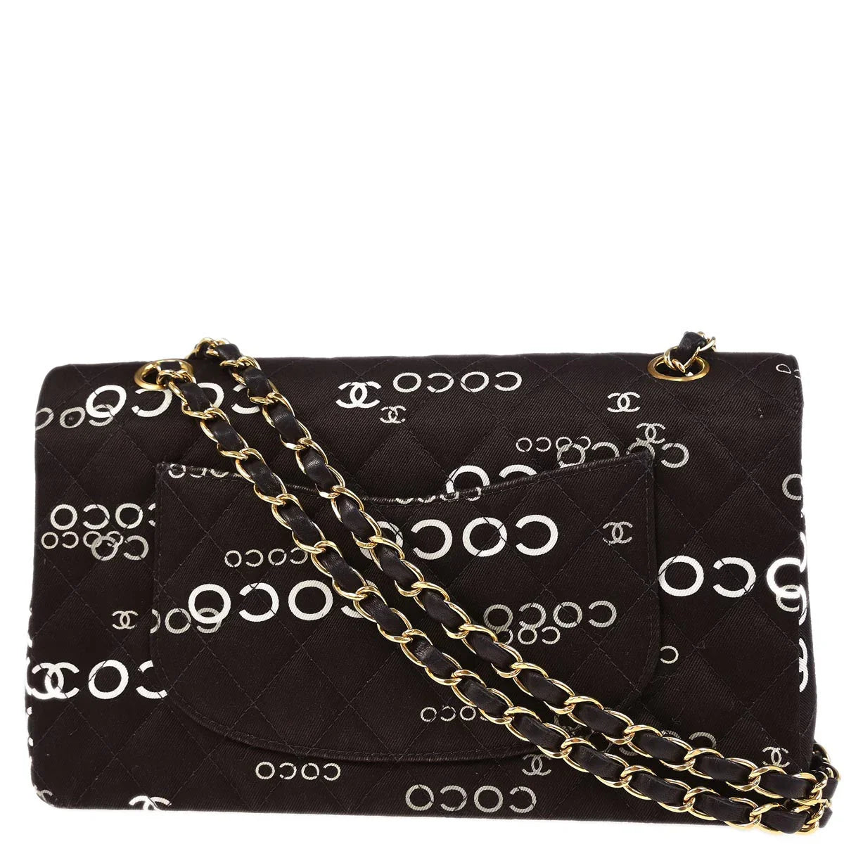 Chanel 2002-2003 Brown Canvas COCO Medium Classic Double Flap Shoulder Bag