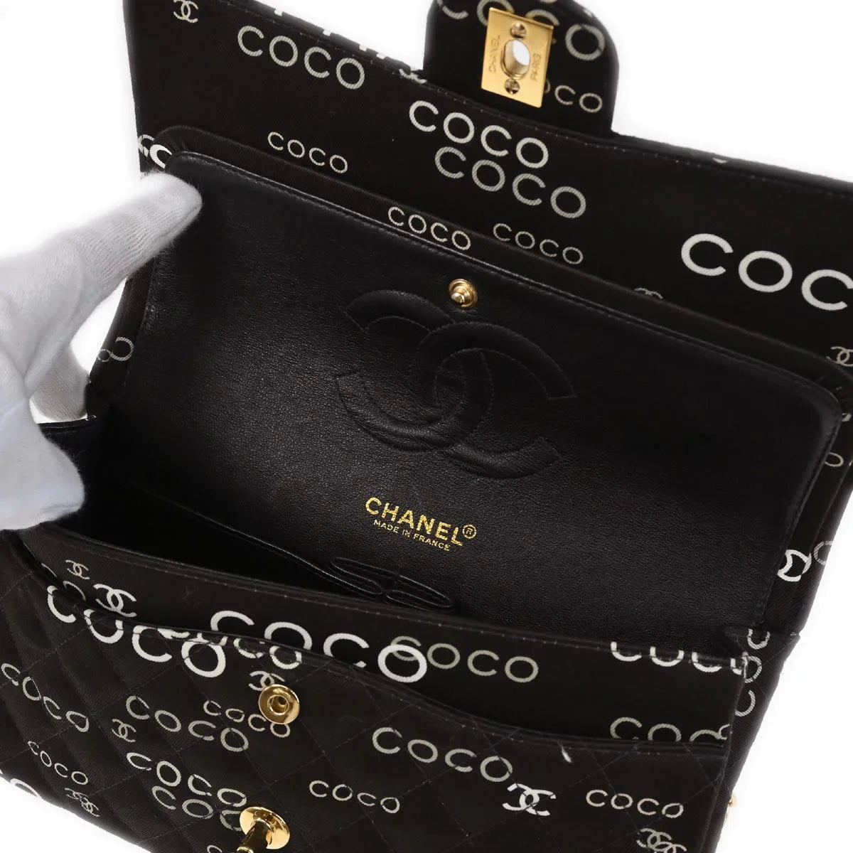 Chanel 2002-2003 Brown Canvas COCO Medium Classic Double Flap Shoulder Bag