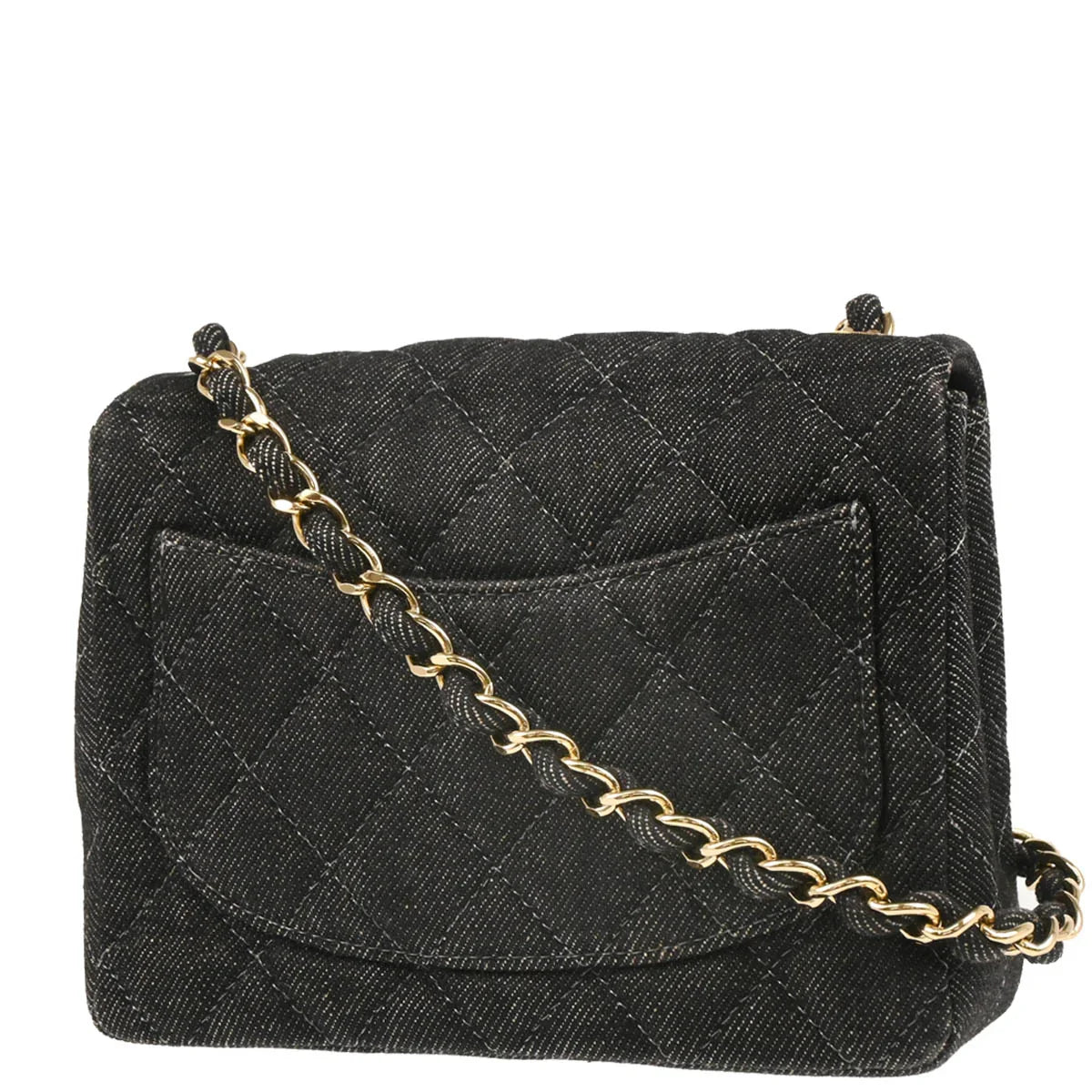 Chanel 1997-1999 Black Denim Mini Classic Square Flap Bag 17