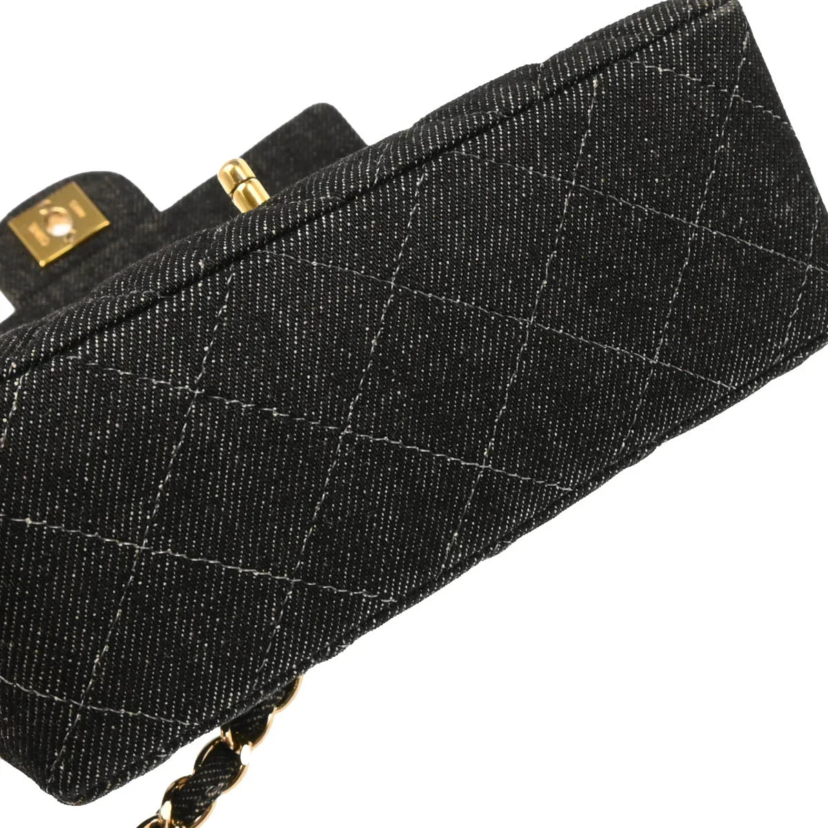 Chanel 1997-1999 Black Denim Mini Classic Square Flap Bag 17