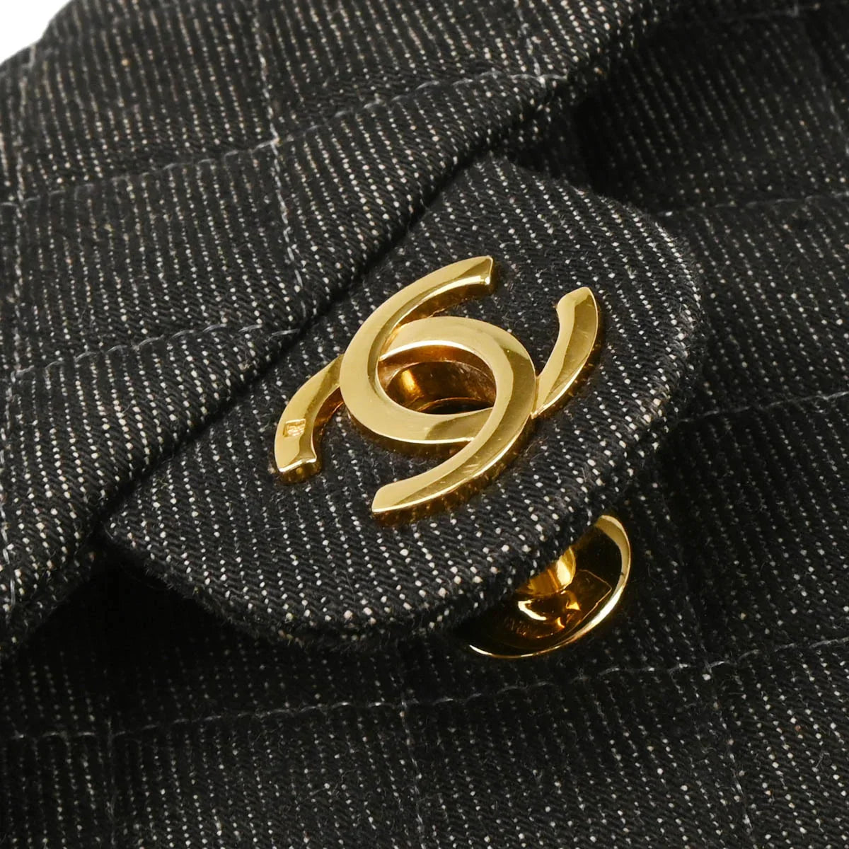 Chanel 1997-1999 Black Denim Mini Classic Square Flap Bag 17