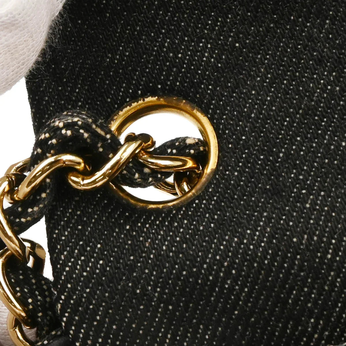 Chanel 1997-1999 Black Denim Mini Classic Square Flap Bag 17