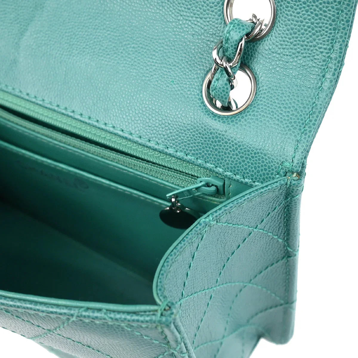 Chanel 1997-1999 Emerald Green Caviar Single Flap Shoulder Bag
