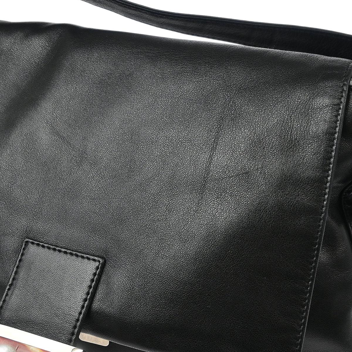 Fendi Black Leather Mamma Baguette Handbag