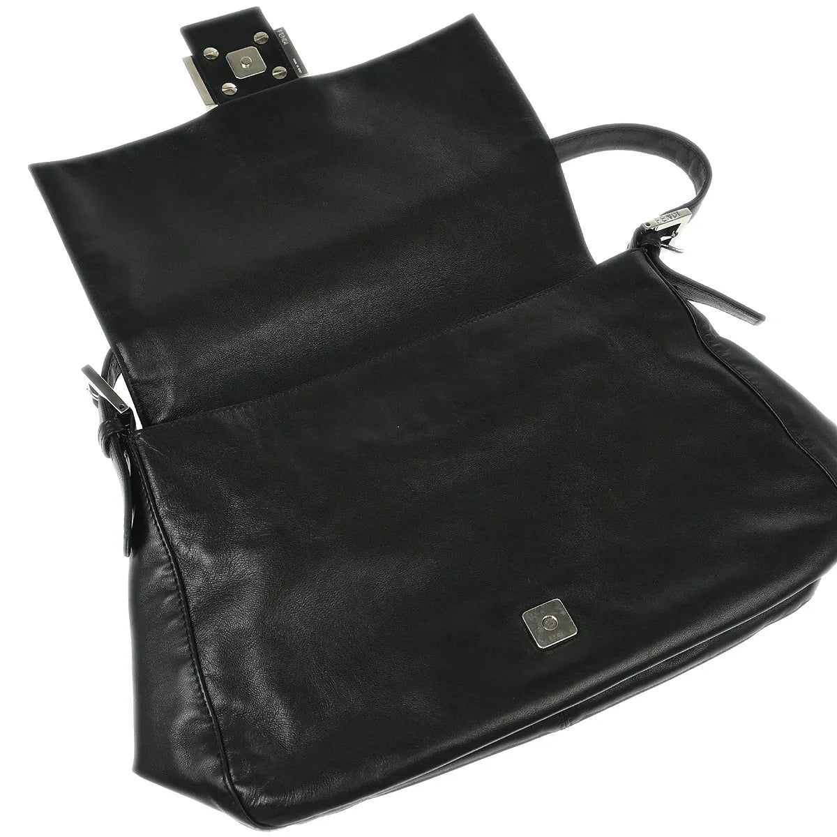 Fendi Black Leather Mamma Baguette Handbag