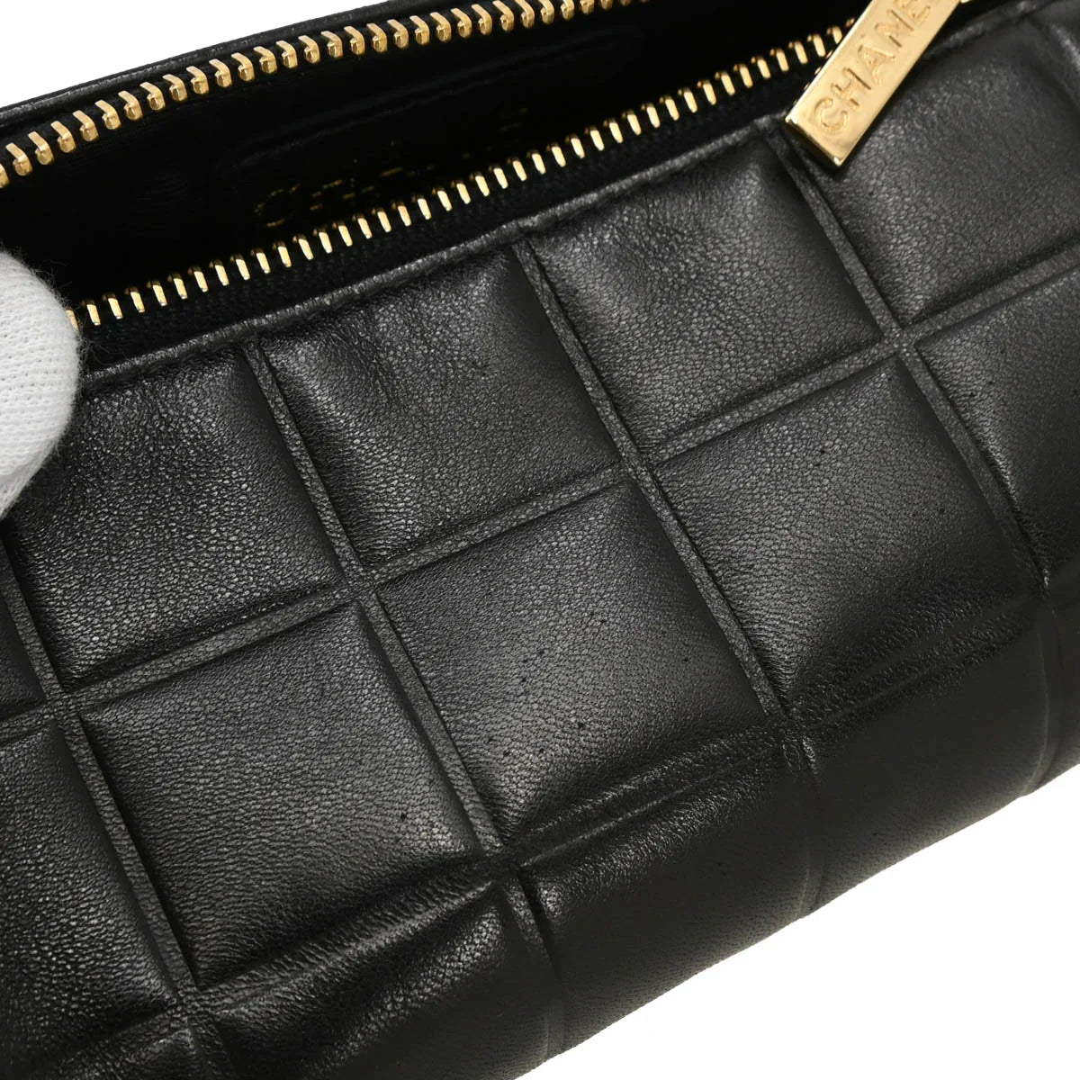 Chanel 2002-2003 Black Lambskin Choco Bar Pouch Bag