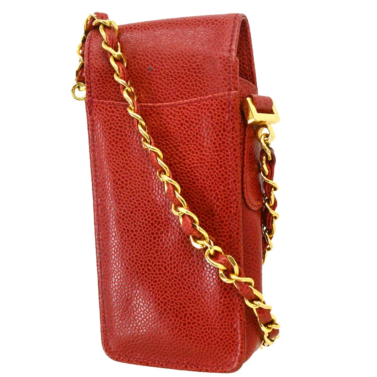 Chanel Red Caviar Chain Shoulder Phone Case