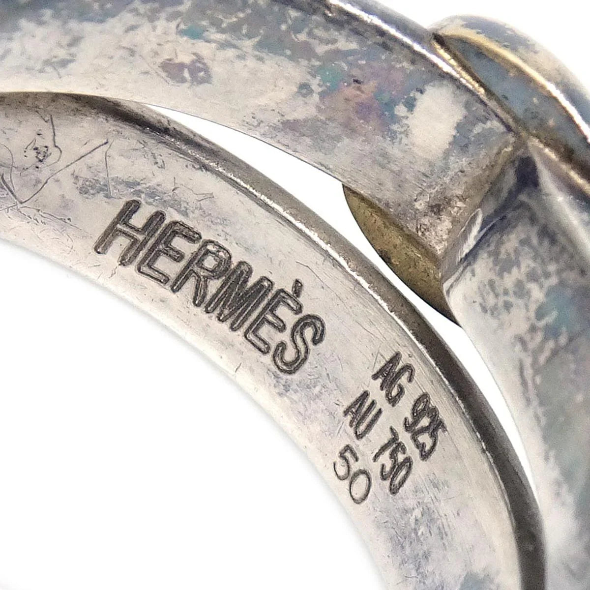 Hermes Double Tour Ring Silver AG925 AU750 #50 #10
