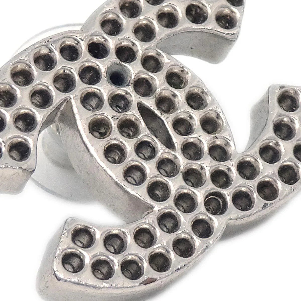 Chanel CC Piercing Earrings Silver 03P