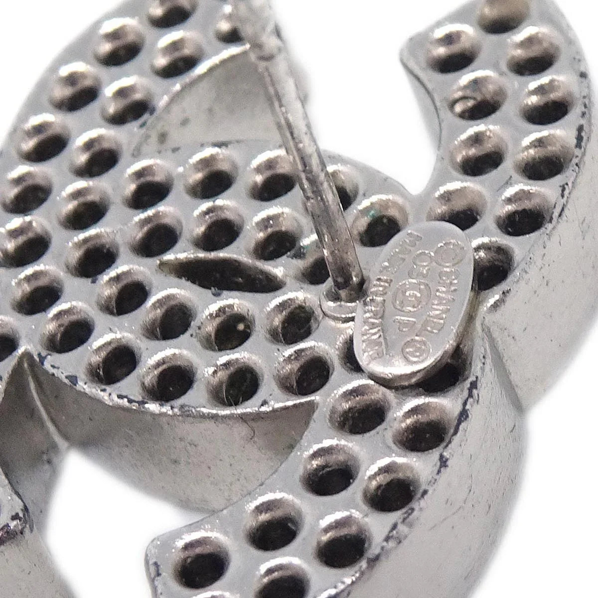 Chanel CC Piercing Earrings Silver 03P